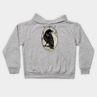 Black Gothic Raven - EAP Nevermore Vintage Frame 1 Kids Hoodie